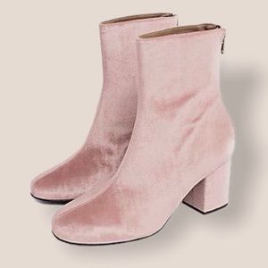 Free People Dusty Rose Cecile Heeled Velvet Boots